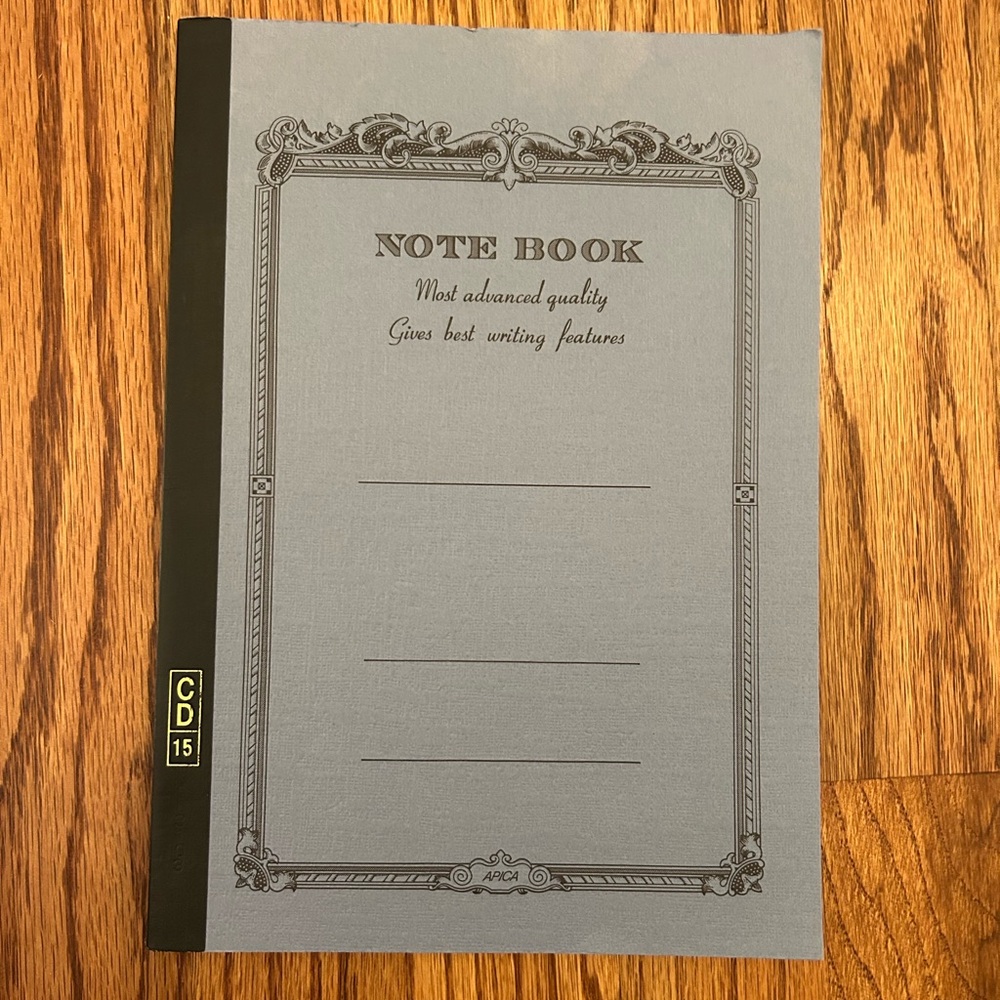 Vintage Light Blue Notebook with Black Spine